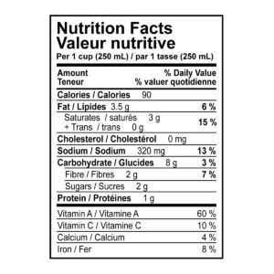 Butternut Squash + Ginger Soup Nutritional Information